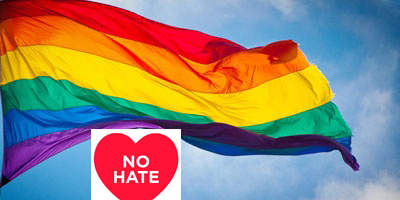 Bandera colectivo LGTB y Logo No Hate