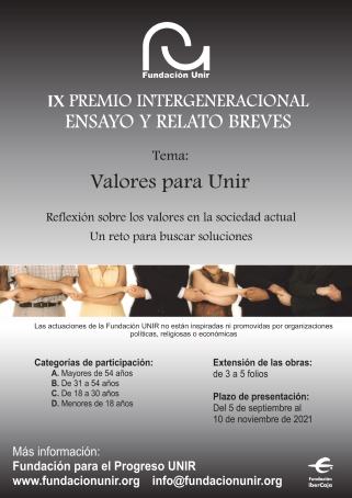 Imagen IX Premio intergeneracional de Ensayo y Relato breves tema. Valores para Unir. 