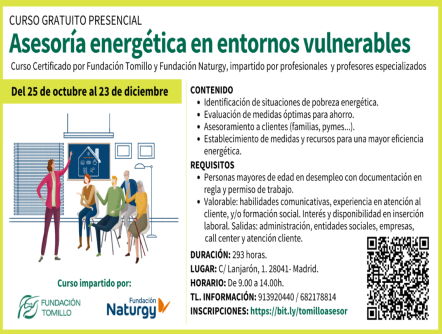 Imagen Curso Asesoría Energética en Entornos Vulnerables. Fundación Tomillo