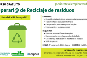 cartel del curso operario/a de Reciclaje de Residuos