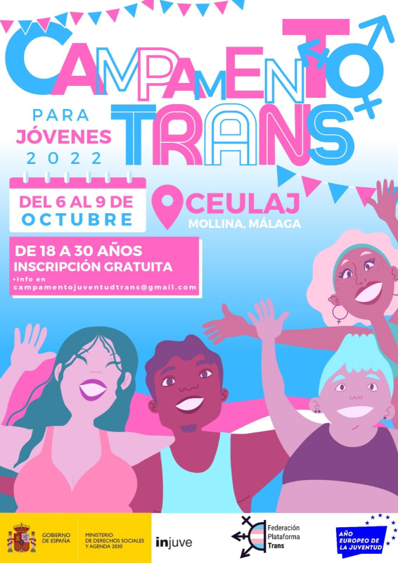 Para jóvenes trans de 2022 del 6 al 9 de octubre de 18 a 30 años inscripción gratuita CEULAJ Mollina (Málaga)