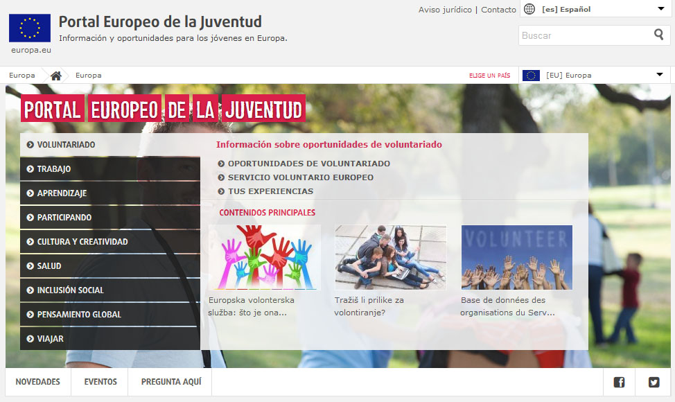 Nueva home del Portal Europeo de la Juventud