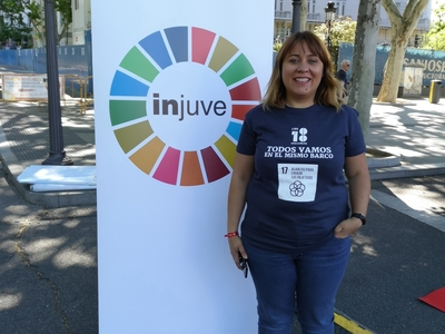 Ruth Carrasco en la ola humana por los ODS en Madrid 