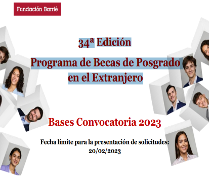 Imagen Programa de Becas de Posgrado en el Extranjero 2023.Fundación Barrié