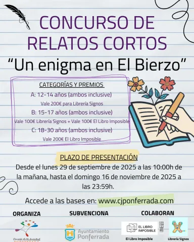 Poster Concurso de Relatos Cortos “UN ENIGMA EN EL BIERZO” Cartel del Concurso de Relatos Cortos