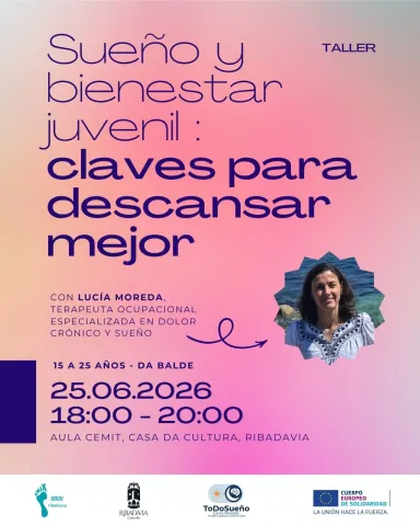 cartel de taller sobre sobre sue&ntilde;o y bienestar juvenil 
