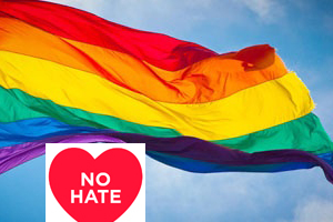 Bandera colectivo LGTB y Logo No Hate